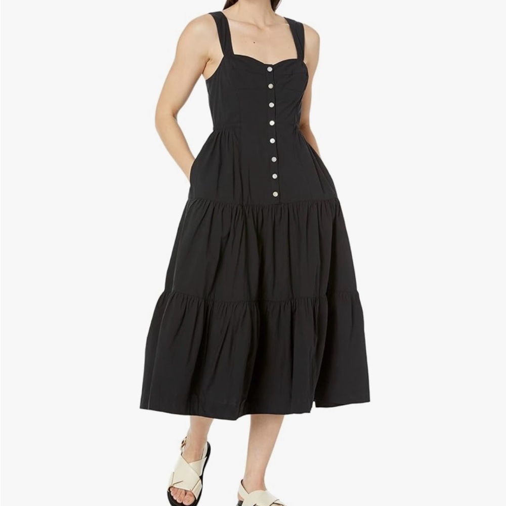 Madewell Suzette Seamed Bodice Tiered Midi Dress/ pockets